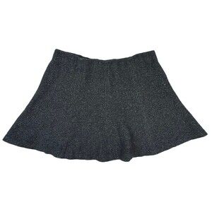 Loft Skirt Size Large Petite Black Knit Elastic Waist Cotton Blend